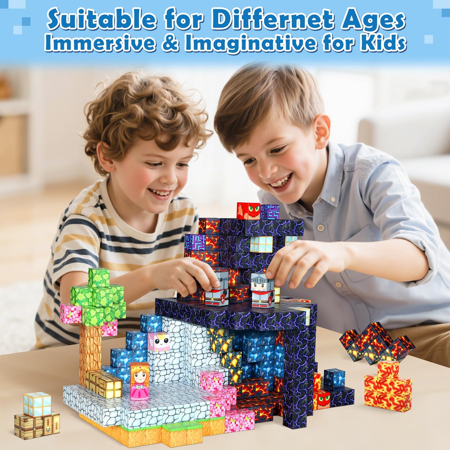 COOLJOYA Magnetic Building Blocks, 150 Pieces Magnetic Construction Toy for Kids Ages 4+, Magnetic Blocks for Children 3-9 Years Old, Stackable and portable.