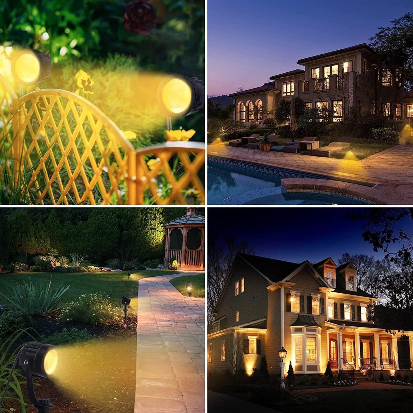 30M garden spotlight LED ground spike Waterproof 6-pack garden lighting with power IP65 Waterproof garden spots LED outdoor garden lamp 3000K Warm White COB garden light Ideal for outdoor garden lawn garden path