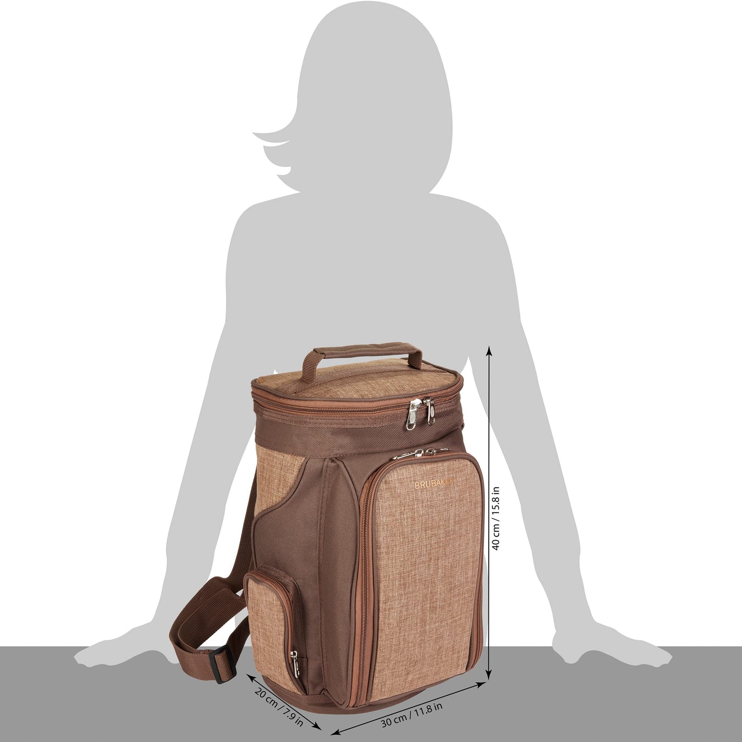 BRUBAKER wine cooler bag for 2 bottles of wine and champagne up to 1.5 l, padded wine cooler bag - picnic bag insulated, thermal bag - portable with handle