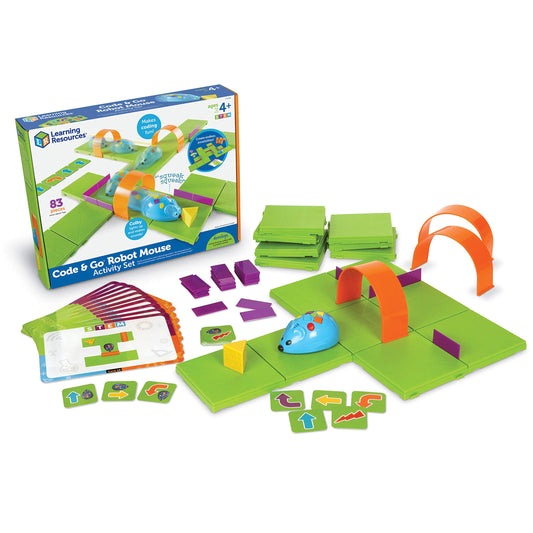 Learning Resources Code & Go Robot Mouse Activity Set, ages 4-8, program robot mouse, strengthens logical thinking and STEM skills.