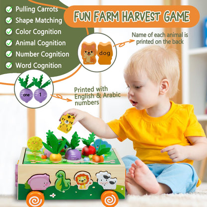MutoToy® Montessori Toy for 1 year olds, 6 in 1 Multifunctional Wooden Toy for 1 2 3 year old kids, Farm Motor Skills Toy made of wood, Animal Sorting and Stacking Learning Toy Gift for Girls Boys.