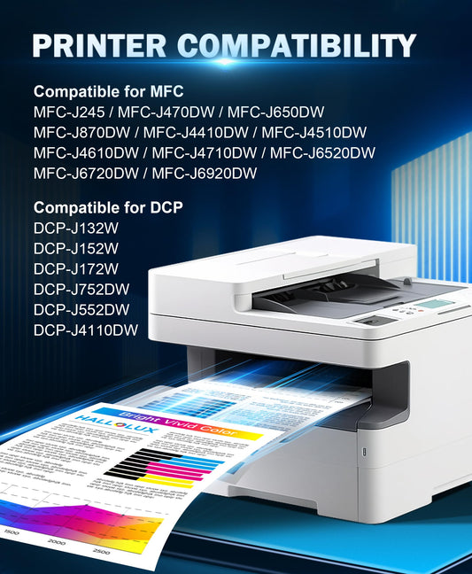 HALLOLUX LC123XL cartridges LC123 Compatible for Brother LC123 XL printer cartridges LC-123 for Brother MFC-J4410DW MFC-J6920DW DCP-J4110DW MFC-J6720DW DCP-J552DW MFC-J6520DW MFC-J870DW (10-pack)