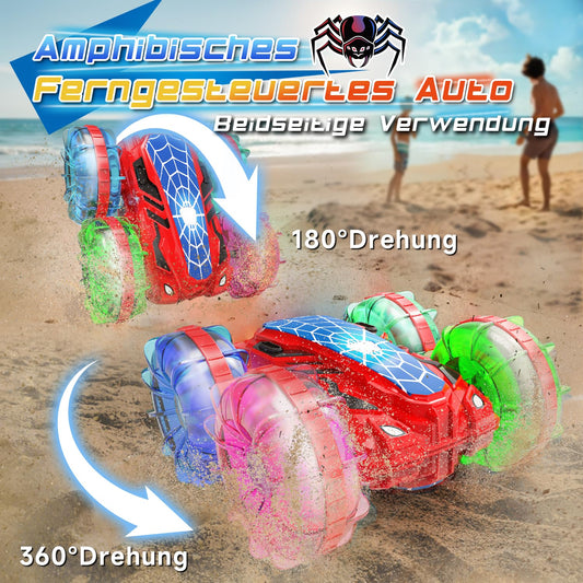 Remote-controlled amphibious vehicle for 3-8 year olds, Spider remote-controlled car with hand control, gesture sensor toy car with lights & 360° rotation, pool toy water toy