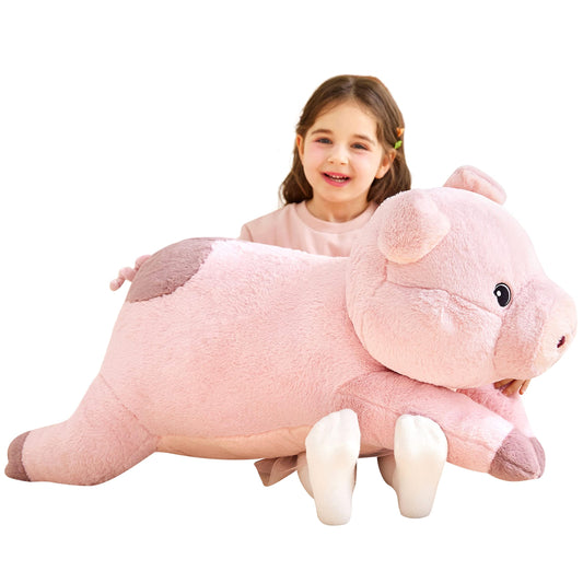 IKASA Giant Pig Plush Toy, 78cm Big Stuffed Animal, Cute Huge Fluffy Soft Jumbo Plush Toy, Gift for Kids