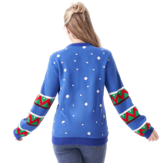 JOYIN Women's LED Light Up Get Lit Christmas Tree Ugly Christmas Sweater with Built-in Bulbs (large, black)
