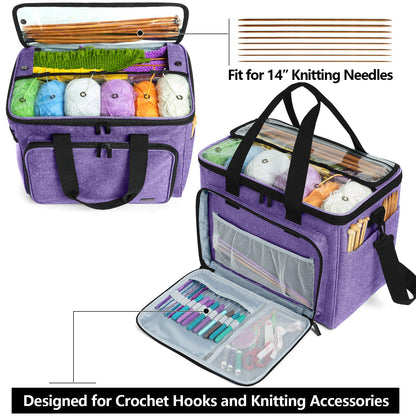 Teamoy yarn storage bag, suitable for knitting, crocheting, yarn, and accessory pouches (accessories not included), purple.
