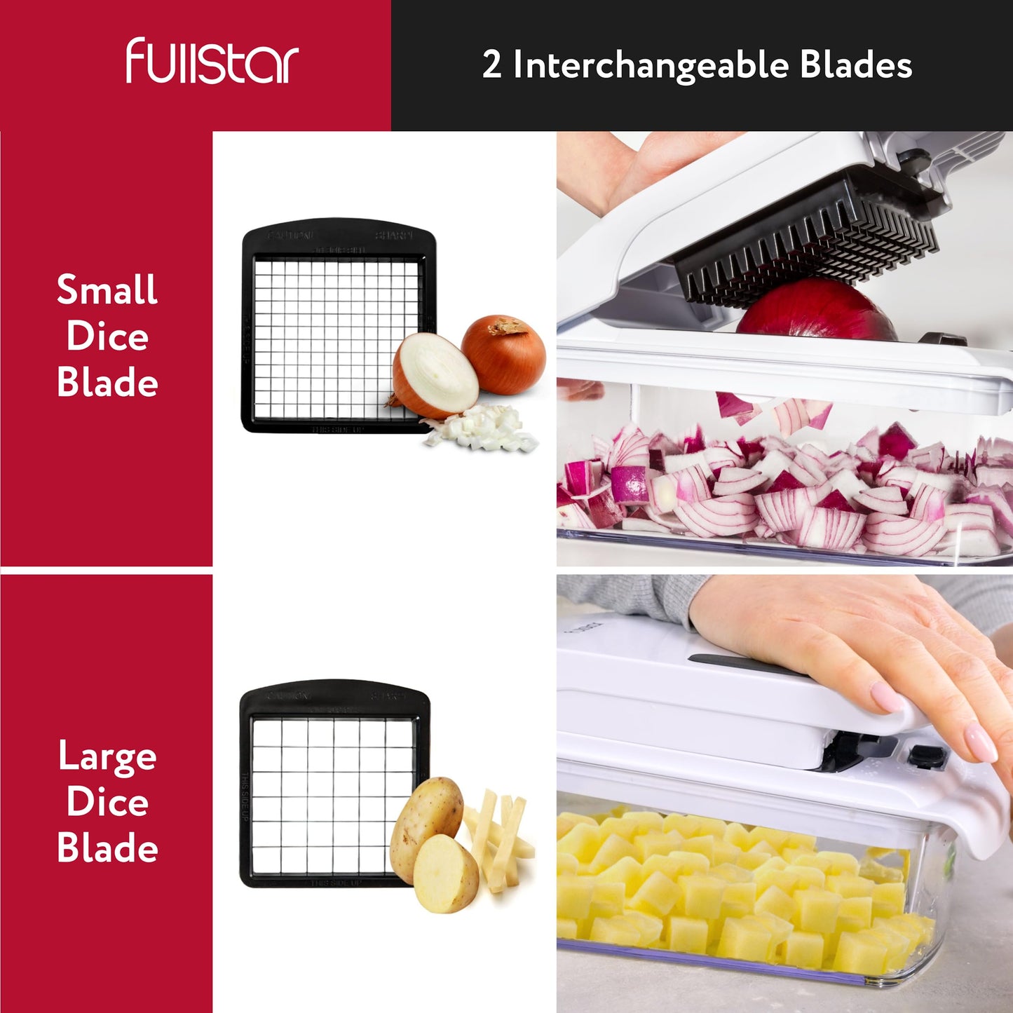 Vegetable spiralizer, slicer, and chopper - Veggie cutter onion dicer potato slicer fruit cutter - (2-in-1 - White)