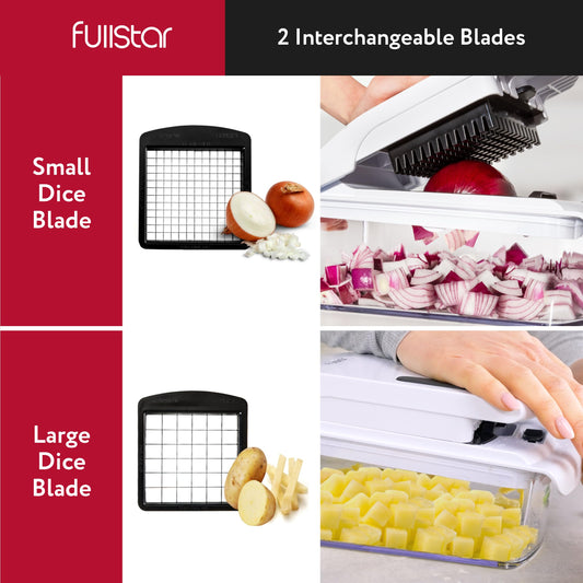 Vegetable spiralizer, slicer, and chopper - Veggie cutter onion dicer potato slicer fruit cutter - (2-in-1 - White)