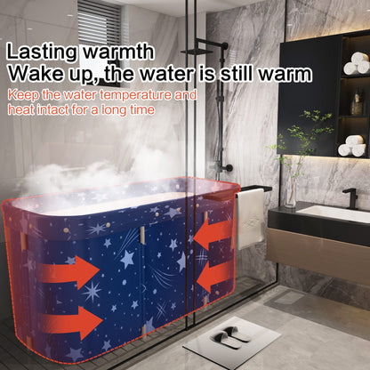 Adoture Folding Bathtub for Adults, Portable Plastic Bath Tub for Kids, Mobile Spa Bathtubs for Adults with Drain and Backrest, and 10 Bath Pockets