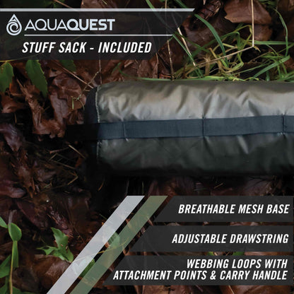 AquaQuest Safari waterproof camping tarp - Lightweight sunshade or rain shelter - Hiking, backpacking, & hammock, 6 x 4 m Olive Green