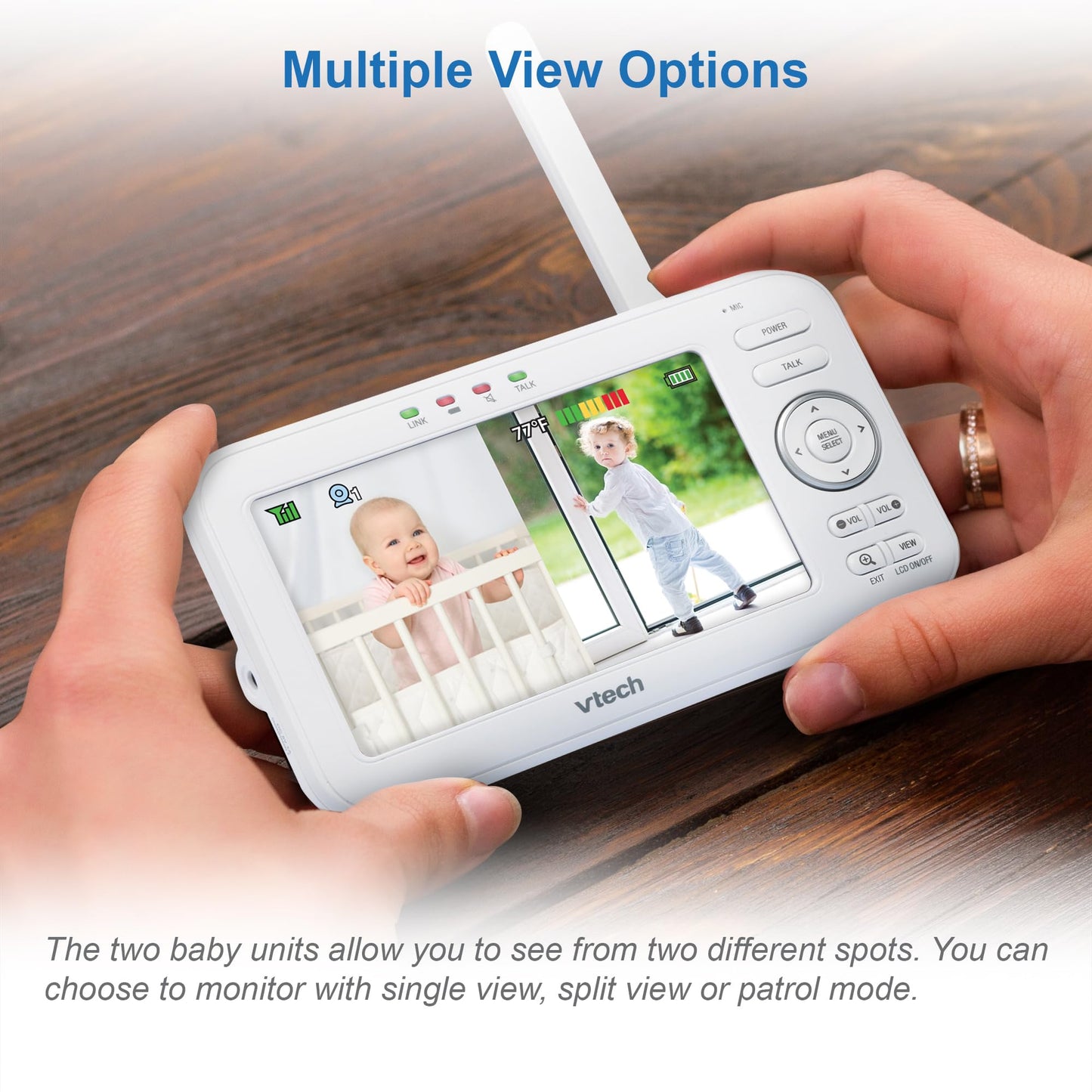 VTech Baby Monitor VM5254 - Video baby monitor with high resolution - Clear sound, LCD color screen and night vision function - With two-way talk, lullabies and night light