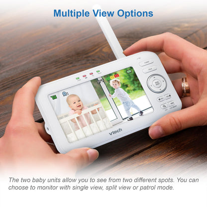 VTech Baby Monitor VM5254 - Video baby monitor with high resolution - Clear sound, LCD color screen and night vision function - With two-way talk, lullabies and night light