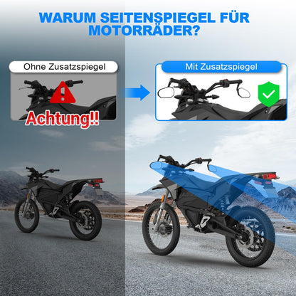 SUPAREE Motorcycle Mirror Universal Motorcycle Rearview Mirror Motorcycle Mirror E-approved 360° Rotatable with Robust Aluminum Alloy Compatible for Scooter Roller ATV (Left and Right)