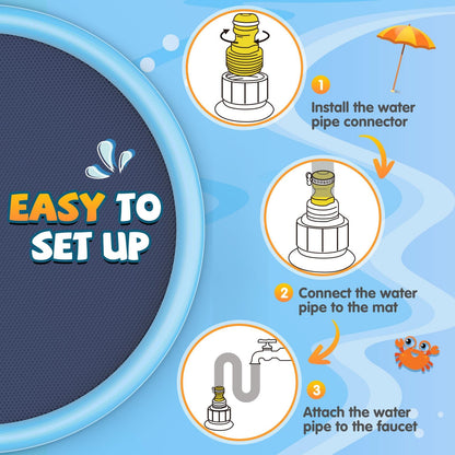 Tosekry Splash Pad for Kids with Anti-slip Feature, Water Sprinkler Outdoor Water Play Garden, 200CM Sprinkler Pool Water Toy for Kids & Dogs (Blue)