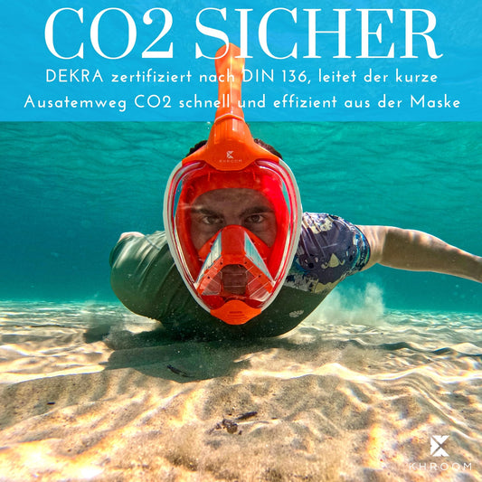 Khroom Snorkel Mask for Adults & Kids | DEKRA certified CO2 safety | Seaview X Full Face Dive Mask | Snorkeling Gear / Snorkel Set Alternative (L-XL, Black)