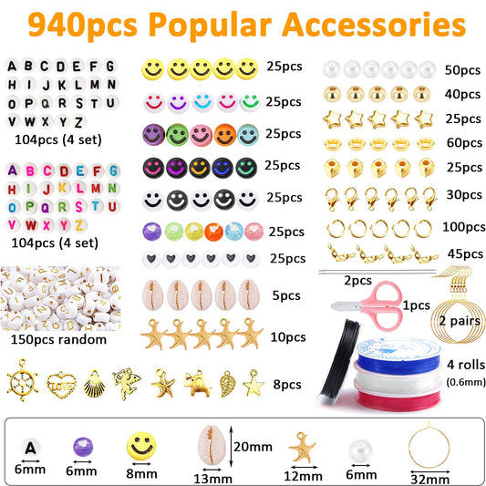 72 colors 11520 pieces beads set for threading, 6mm beads for bracelets, polymer clay beads set for DIY jewelry necklace earrings chain for kids adults.