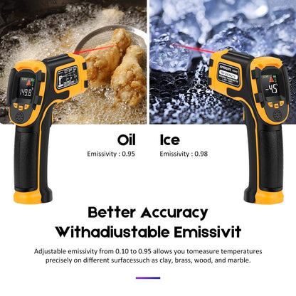 Infrared Thermometer SOVARCATE Digital Laser Temperature Gun -58°F~1112°F (-50°C～600°C) Non-Contact Non-Human Body Thermometer - for Cooking/Barbecue/Freezer/Industrial