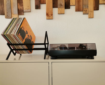 Generic Celloni vinyl record stand made of metal, vinyl storage, 40cm wide vinyl record shelf