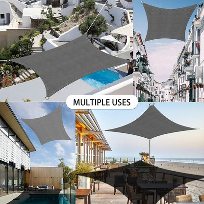 Ankuka Sun Shade Sail Waterproof 3x5m Gray Rectangular Sun Shade Sail with Ropes Sun Shade Sail for Balcony 98% UV Protection Suitable for Garden, Patio, and Camping