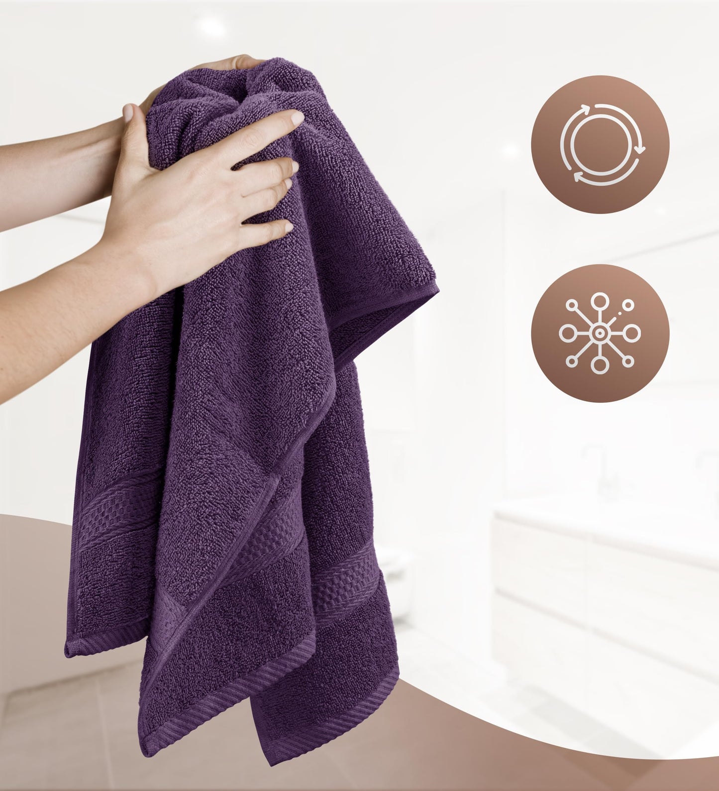 Utopia Towels - 6 pack of Terry hand towels 50x100 cm with hanging loop, medium size towels 100% cotton soft and absorbent towel set (Plum)