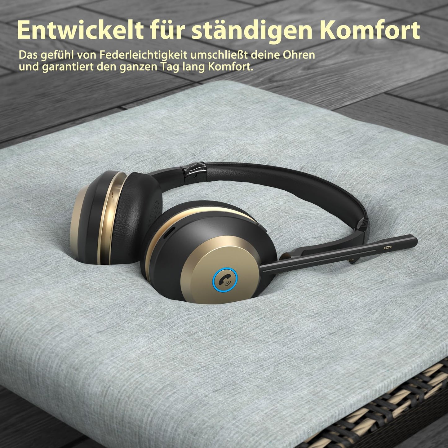 Earbay Wireless headset, Bluetooth headset with microphone noise cancellation & USB dongle, wireless with microphone mute & charging dock for computer/office/phone/call center/home/office
