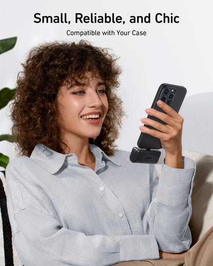 Anchor Nano Powerbank, 5000mAh Powerbank 22.5W, Integrated Foldable USB-C Connector, Compatible with iPhone 17/16/15, Samsung S22/23 Series, Note20 Series, Huawei, iPad Pro/Air, AirPods, and more.