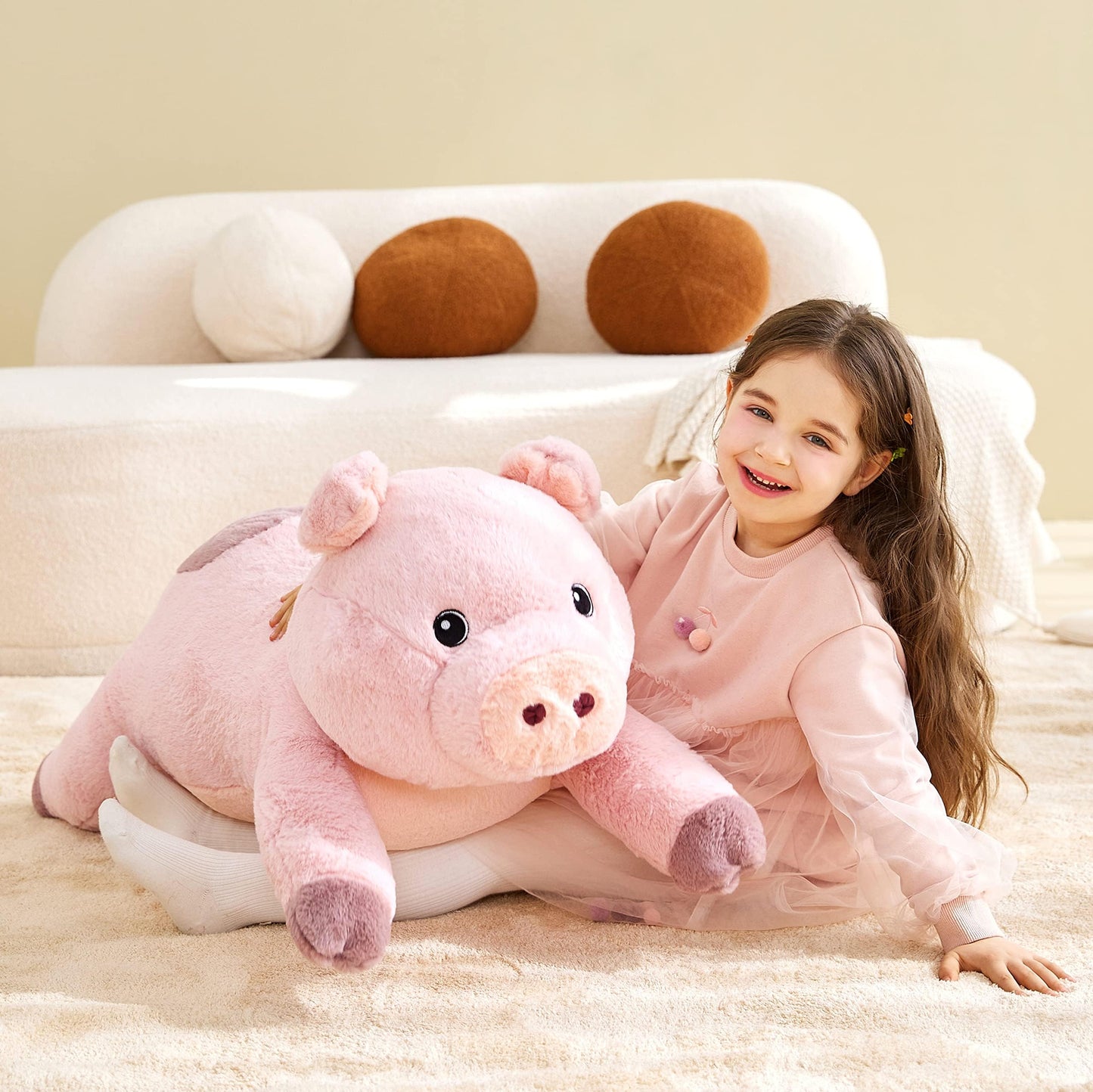 IKASA Giant Pig Plush Toy, 78cm Big Stuffed Animal, Cute Huge Fluffy Soft Jumbo Plush Toy, Gift for Kids