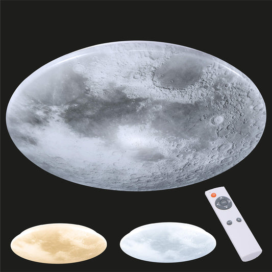 Proventa LED Moon Lamp Ceiling Ø 60cm - 30W Dimmable - Adjustable light color 3000-5500K - Night light function - Floating moonlight design - Ceiling light for living room, bedroom & children's room