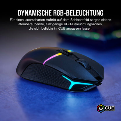 CORSAIR NIGHTSABER WIRELESS RGB FPS/MOBA Gaming Mouse - 26,000 DPI - 11 Programmable Buttons - Up to 100 Hours of Battery Life - iCUE Compatible - PC, PS5, PS4, Xbox - Black