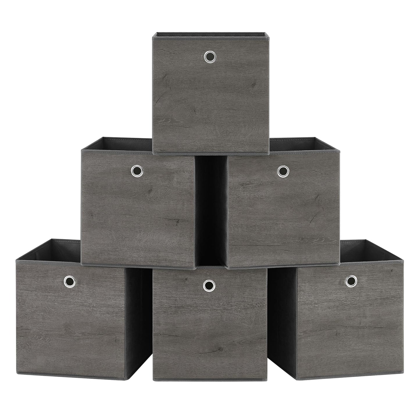 SONGMICS Storage Box, Set of 6, Organizing Boxes, Fabric, Foldable, 30 x 30 x 30 cm, Cloth Box, for Cube Shelf, Clothing Organizer, Mist Gray RFB102G01