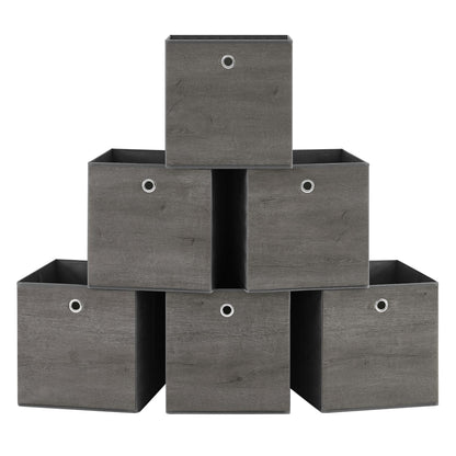 SONGMICS Storage Box, Set of 6, Organizing Boxes, Fabric, Foldable, 30 x 30 x 30 cm, Cloth Box, for Cube Shelf, Clothing Organizer, Mist Gray RFB102G01