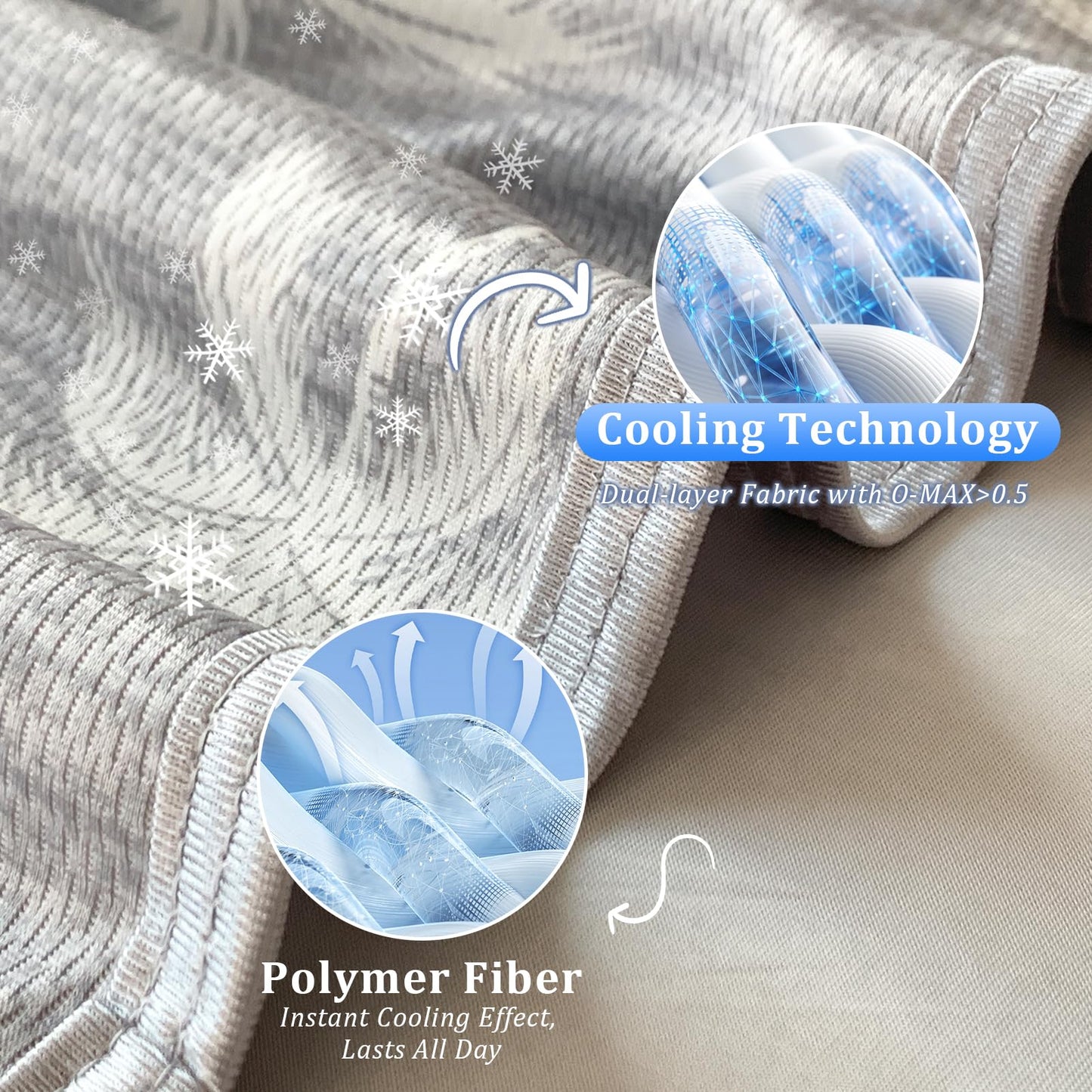 VK·LIVING Cooling Blanket for Bed & Heat-Stricken - Double-Sided Cooling Blanket with Q-Max 0.42 and Tropical Pattern, Lightweight Breathable Summer Blanket against Night Sweats for Sofa, Travel, 130x150cm Gray