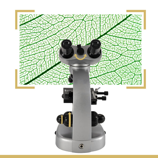 Omegon Binofield Microscope, 40x-800x, LED | Precise observations with binocular viewing | Ideal for school and hobbies | Includes extensive accessories | Incident and transmitted light microscopy