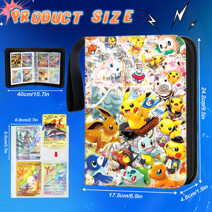 Card collection album, 50 pages, 400 card capacity. Portable, waterproof holder for cards. Great gift for kids, M01.