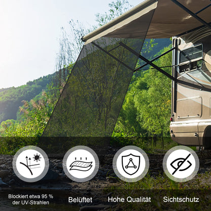 PHATRIP RV Awning View Blocker Sunshade Front Wall for Awning Universal Camping RV Awning Privacy Front Wall Screen from Sun, Wind and Rain 2.45mx2.40m