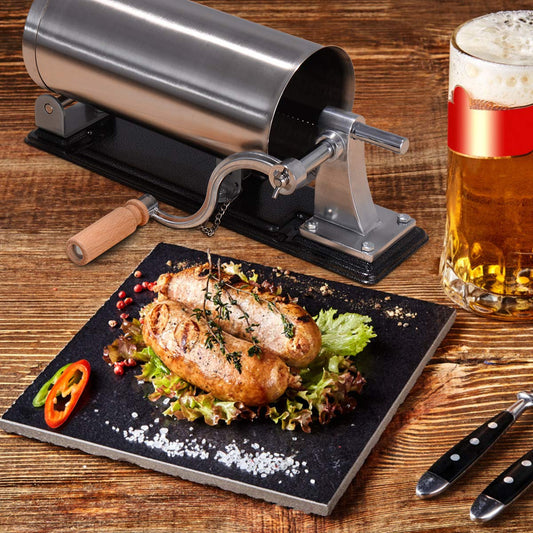COSTWAY 2.5kg/3kg/4kg Manual Sausage Stuffer, Stainless Steel Sausage Maker, Includes 4 Filling Tubes, Sausage Press with Table Clamp, Silver Sausage Injector (3KG)