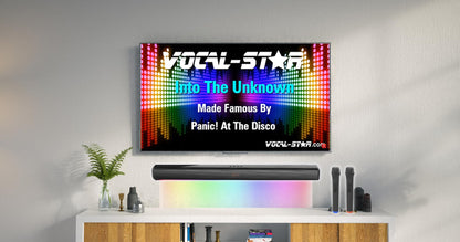 Vocal-Star Karaoke Machine, Soundbar, 250w, 2 wireless UHF microphones, wall mount, 9 RGBW light effects, remote control, HDMI ARC, BT, AUX, Optical.