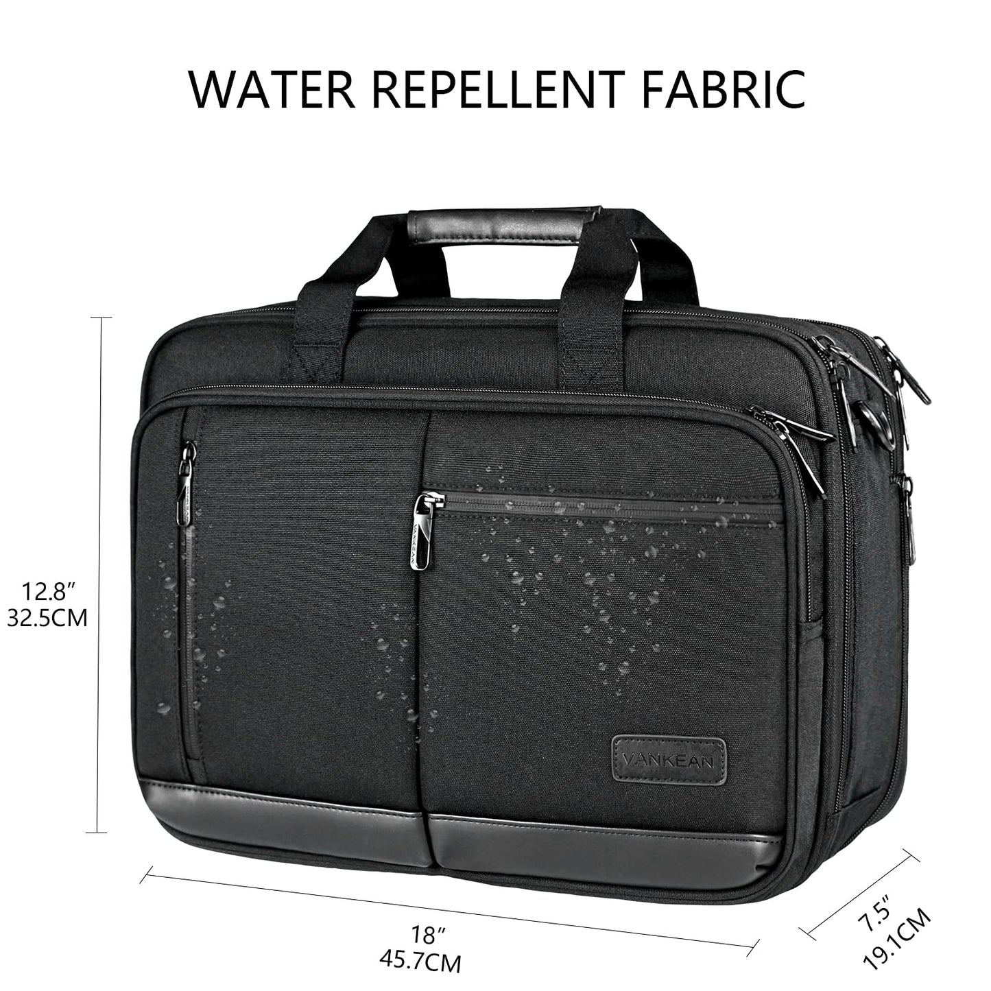 VANKEAN Laptop Bag for Women Men Business Briefcase 17.3 Inch, Fits up to Laptops, Waterproof Laptop Case Computer Bag for Travel/Business/School, Black