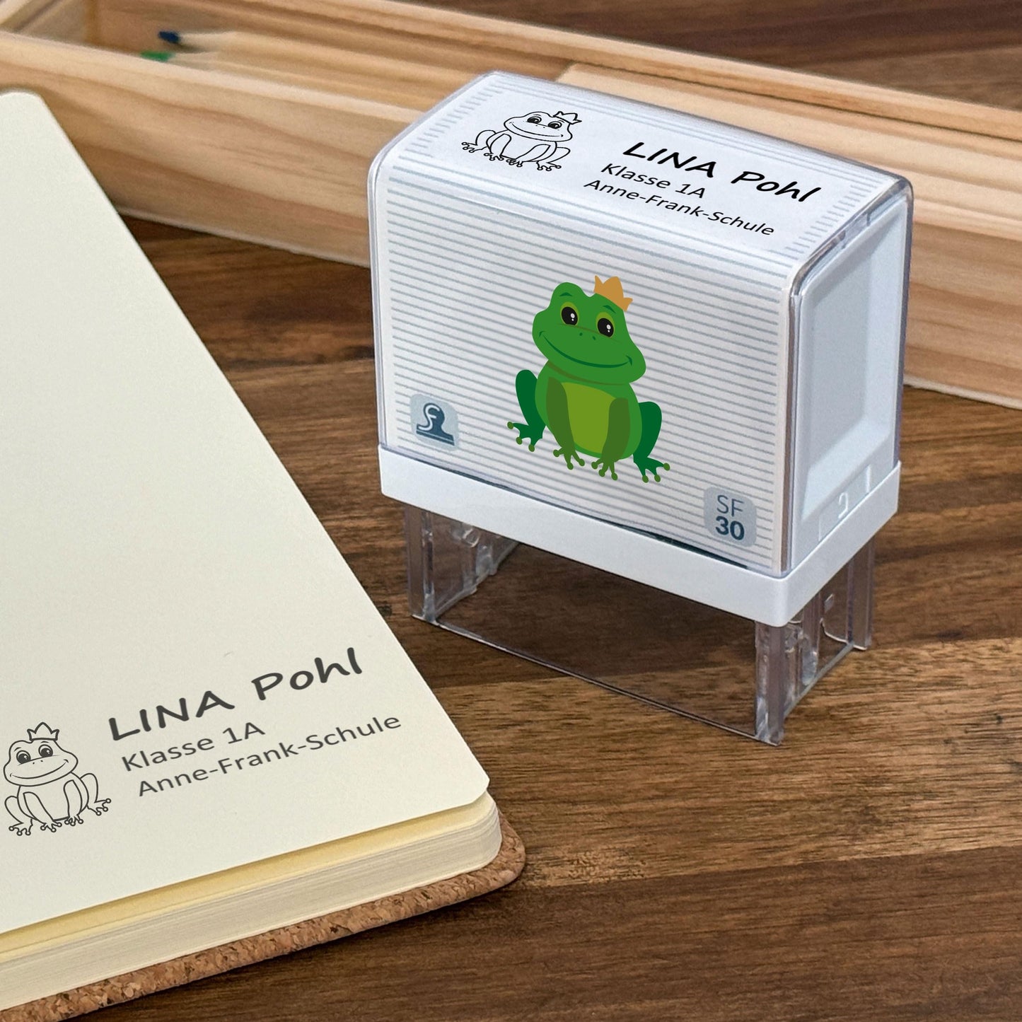 stamp factory children's stamps name stamps/personalized address stamps - stamps for children with design "frog" for students/school and kindergarten as a gift