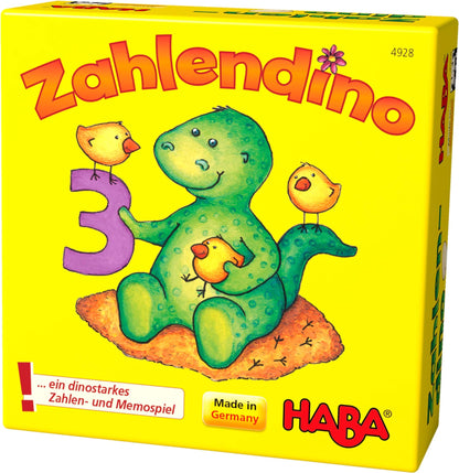 HABA 304508 Touchy Feely, sensory game for children aged 3 and up, wooden pieces playfully develop fine motor skills & 4928 - Number Dino, dinosaur-themed numbers and memory game for 1-4 children aged 3-8.