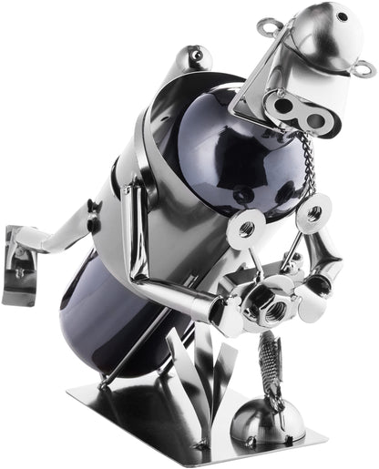 BRUBAKER wine bottle holder diver with camera decorative object metal with greeting card for wine gift