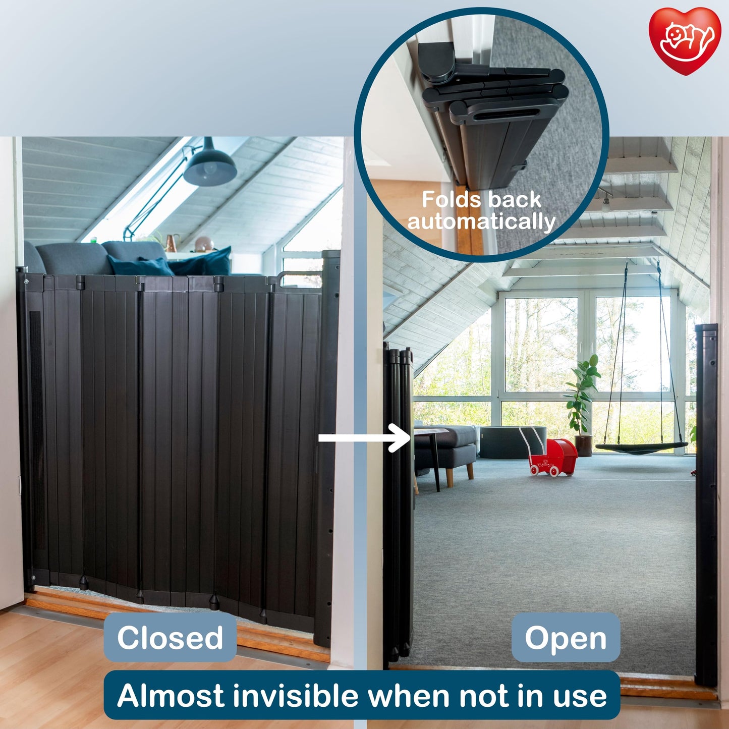 BabyDan Guard Me, Auto Retractable Stair Gate, fits openings between 55-89 cm, White, Made in Denmark - Baby gate/safety gate (pet gate/dog gate)