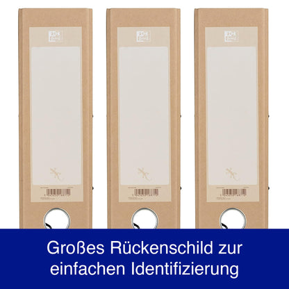 Oxford A4 folder, 8cm wide, eco-friendly, in beige, pack of 3.