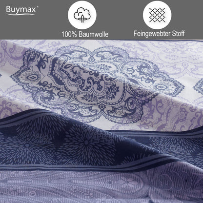 Buymax® bedding 155x220cm 100% cotton 2-piece duvet cover - bedding sets 155 x 220cm with 1 pillowcase 80x80cm, ÖKO-TEX Renforcé duvet cover set with zipper