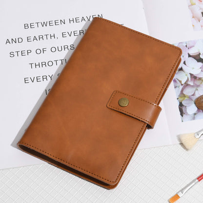 Wonderpool A6 Leather Notebook Refillable 6 Ring Diary Portfolio - Dotted Paper & Inner Pockets Organizer for Men and Women (Brown, A6)