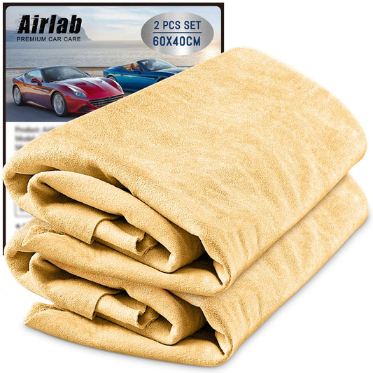 Airlab 2-piece window leather car cleaning cloth, car leather drying cloth window leather made of genuine leather for car motorcycle windows.