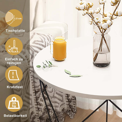 Rebels 2-piece side table set, living room table with basket function, round coffee table, basket table with removable tabletop, metal tables for living room, bedroom, office, white, 500341