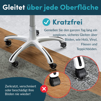 Office chair casters 5-pack, casters for office chairs, replacement wheels for office chairs on carpet and hardwood floors, durable office chair wheels replace floor mats (Not for IKEA), 11x22mm, Transparent