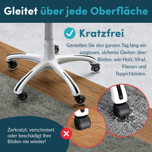 Office chair casters 5-pack, casters for office chairs, replacement wheels for office chairs on carpet and hardwood floors, durable office chair wheels replace floor mats (Not for IKEA), 11x22mm, Transparent