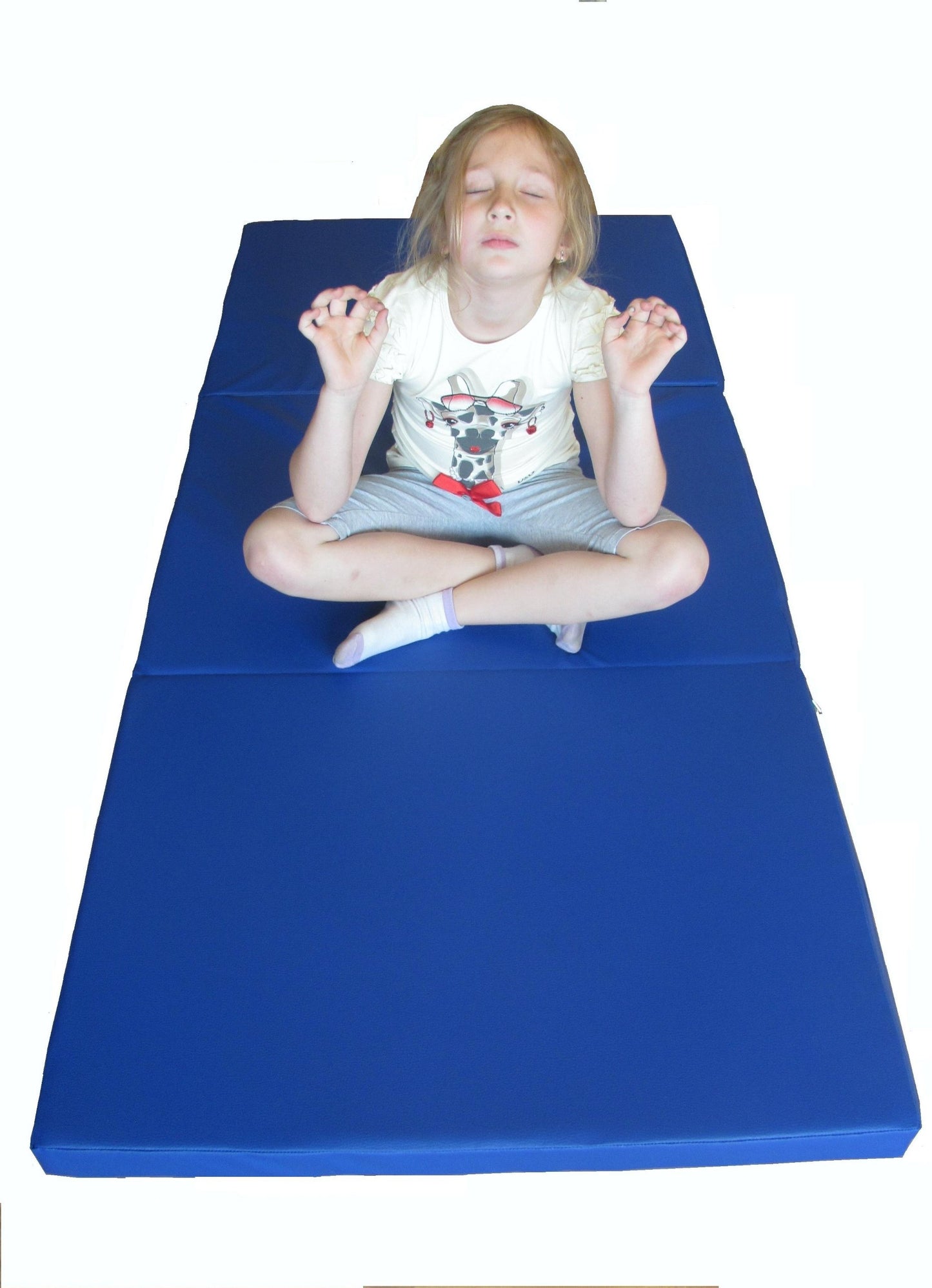 NiroSport folding gym mat 180 x 70 x 8 cm, soft blue gymnastics mat.